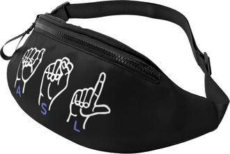 Generic American Sign Language Waist Pack Bum Bags Lightweight Crossbody For Camping Jogging Ladies 14X35Cm
