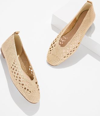 Talbots Tana Woven Metallic Ballet Flats - Gold - 10 1/2 M Talbots