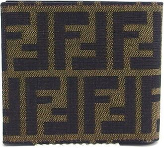 Fendi Zucca Dark Brown Khaki Jacquard Canvas Wallet (Bi-Fold) (Pre-Owned)
