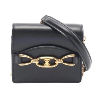 Celine Pre-owned Mini Bags, female, Black, Size: ONE SIZE Pre-owned Maillon Mini Triomphe Leather Shoulder Bag