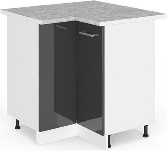 Vicco Mueble Esquinero Universal R-line, Antracita Alto Brillo, 75.6 Cm Con Puerta, Con Encimera