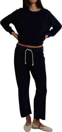 perfectwhitetee Eliana Terry Drawstring Pant In Navy