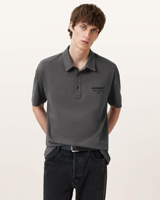 AllSaints Xander Oversized Short Sleeve Polo Shirt