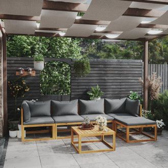 vidaXL Juego De Muebles Jard&iacute;n 6 Pzas Con Cojines Madera Maciza Acacia Vidaxl