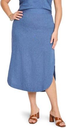 Nic+Zoe Rumba Linen Blend Midi Skirt in Blue Mix at Nordstrom Rack, Size 2X