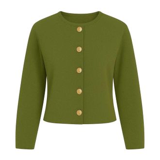 I Saw It First Dames/Dames Ribbed Button Slim Vest (Kaki Groen)