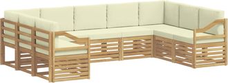 vidaXL Conjunto De Sof&aacute;s De Exterior 9 Uds. Blanco Y Crema Poli&eacute;ster Vidaxl