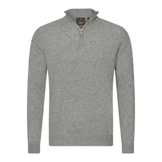 Oscar Jacobson Patton Regular Fit Half Zip Trui - Heren - Truien - Grijs - Maat: XL Wol