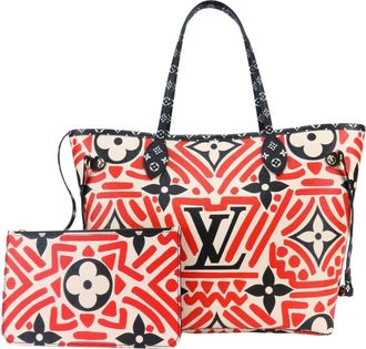 Louis Vuitton Black Red Color White Monogram Tote Bag (Pre-Owned)