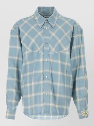 Wooyoungmi embroidered jersey oversize shirt check pattern
