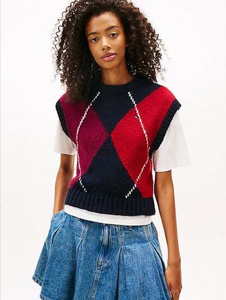 Tommy Hilfiger Chaleco de punto con motivo de rombos