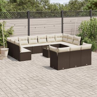 vidaXL Vidaxl - Set Divani Da Giardino 14pz Con Cuscini In Polyrattan Marrone