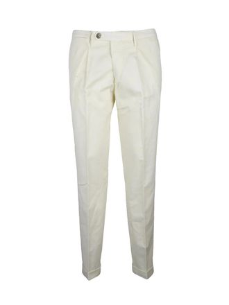 Michael Coal White Cotton-Linen Stretch Pants