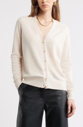Nordstrom Cashmere V-Neck Cardigan in Beige Beach at Nordstrom, Size Xx-Large