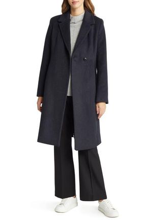 Cole Haan Asymmetric Slick Wool Blend Coat in Charcoal at Nordstrom, Size 10