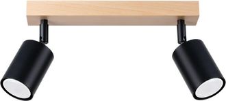 Wonderlamp L&aacute;mpara de techo de madera con 2 focos orientables negro
