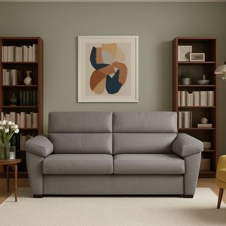 Dmora Dmora - Sof&aacute; Fijo 3 Plazas Giffone, Sof&aacute; Lineal Para Sal&oacute;n, Acolchado, Desenfundable, Calidad 100% Made In Italy, 225x95 H100 Cm, Gris