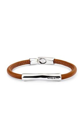 UNOde50 Leather Bracelet With Sterling Silver-Plated Central Detail at Nordstrom, Size Medium