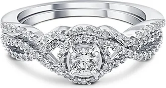 Pompeii3 3/4CT Diamond Halo Infinity Engagement Wedding Ring Set 14k White Gold Lab Grown