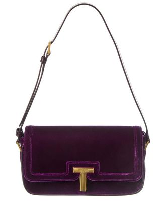 Tom Ford Leather & Velvet Shoulder Bag