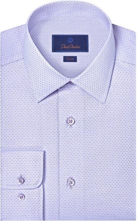 David Donahue Trim Fit Light Purple Micropattern Cotton Dobby Dress Shirt in Lilac/blue at Nordstrom, Size 17.5