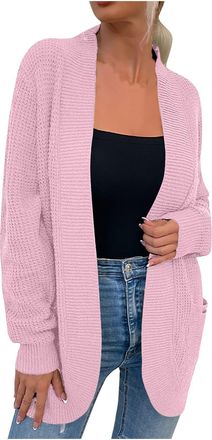 Generic Autumn Cardigans Women Cardigans for Women UK Open Front V Neck Crochet Cardigan Jumpers with Pockets Long Sleeve Knitwear Oversize Sweaters Longline 