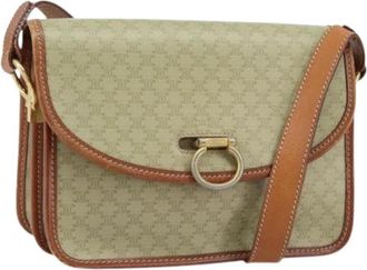 Celine Pre-owned Vintage Canvas Schoudertas - Dames - Vintage Schoudertas - Beige - ONE Size - Leer - Vintage