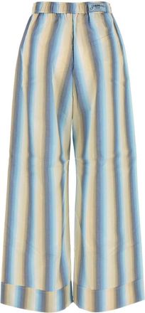 Ganni Womens Striped Cotton Trousers Multicolor