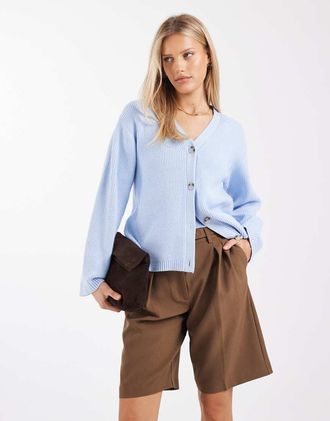4th & Reckless Cardigan in maglia a coste blu chiaro in coordinato