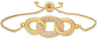 HMY Jewelry Pav&eacute; CZ Interlock Slide Bracelet in Gold at Nordstrom Rack