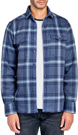 ConStruct Plaid Shirt Jacket in Navy/green at Nordstrom, Size Xx-Large