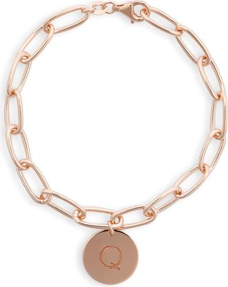 Meshmerise Initial Disc Charm Bracelet in Rose-Q at Nordstrom Rack
