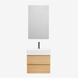 Sklum Conjunto De Mueble De Ba&ntilde;o En Madera Y Chapa De Fresno Con Lavabo Integrado Ona Sklum