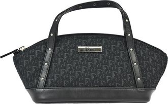 Dior Street Chic Handbag Diorissimo Canvas With Leather Black Canvas Handbag (Pre-Owned)