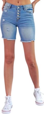 Kancan Melody High Rise Skinny Shorts In Blue