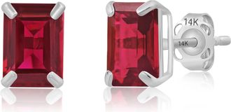MAX + STONE 14k Yellow or White Gold Solitaire 7x5mm Gemstone Stud Earrings