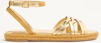 Valentino Garavani BriBri Sandal In Laminated Calfskin 20mm Woman ANTIQUE BRASS/NATURAL 35