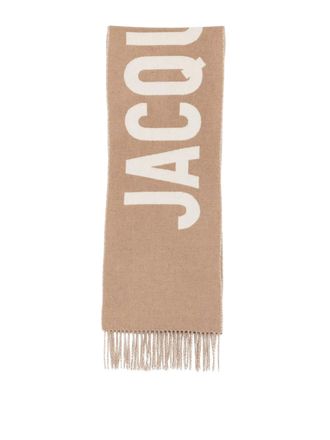 Jacquemus Wool Scarf With Logo And Fringed Edges