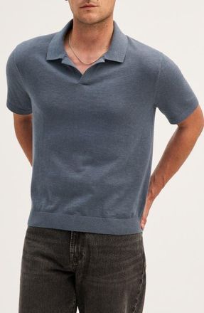 Madewell Johnny-Collar Cotton Slub Sweater Polo in Chalked Midnight at Nordstrom, Size Xx-Large