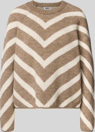 Only Regular Fit Strickpullover mit Streifenmuster Modell ELIZA in Sand Melange, Größe XS
