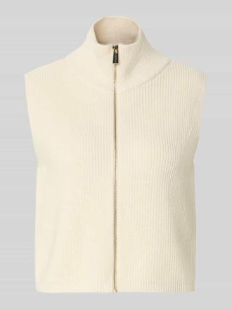 Comma Strickweste mit Stehkragen und Rei&szlig;verschluss in Offwhite, Gr&ouml;&szlig;e 34