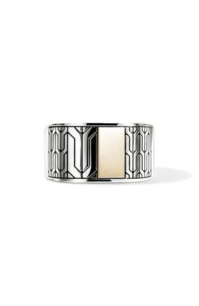 John Hardy Icon 50 Mixed Metal Signet Ring in Silver And Gold at Nordstrom, Size 10