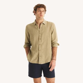 Nautica Mens Classic Fit Linen Shirt