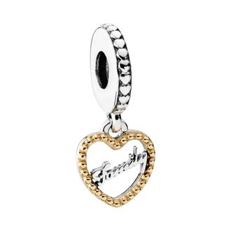 Pandora Accessoires, Dames, Veelkleurig, ONE Size, Familie Zilveren Dangle Met 14K Hart