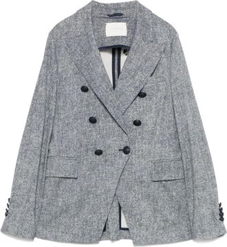 Circolo 1901 Jassen, Dames, Blauw, XL, Katoen, Double-Breasted Jas met Amerikaanse Stijl