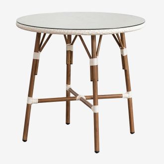 Sklum Sklum - Mesa De Cocina Redonda &Oslash;80 Cm En Aluminio Y Rat&aacute;n Sint&eacute;tico Brielle Bistro