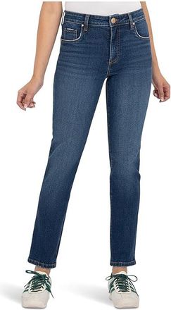 Kut from the Kloth Reese High-rise Fab Ab Ankle Straight Regular Hem In Attain Womens Jeans Attain : 10 27, Cotton/Denim/Elastane