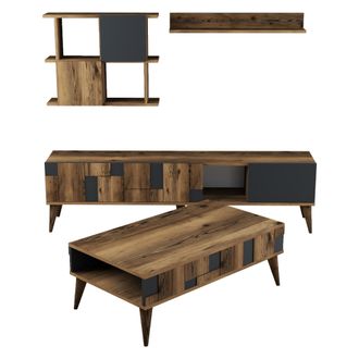 Dmora Muebles De Sala Segrate, Modulares, 9 Estantes, 2 Puertas, Color Nogal