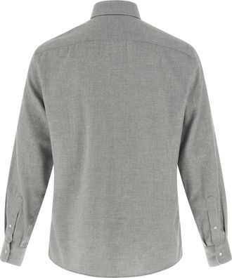 Brunello Cucinelli Mens Gray Cotton Blouse