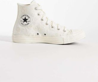 Converse Chuck Taylor All Star Hi - Sneakers alte in jacquard a fiori color avorio-Bianco
